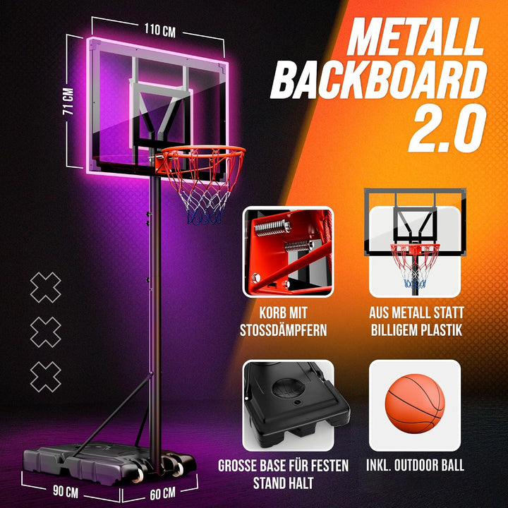Basketballkorb Outdoor [mit Sandsack] – Basketball Korb höhenverstellbar von 135 cm bis 305 cm – Wet