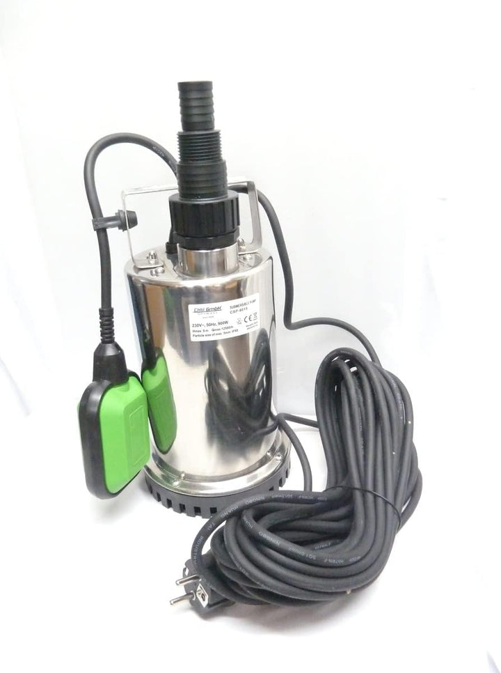 CHM GmbH® Flachsaugpumpe Edelstahl 900 Watt Kellerpumpe, Tauchpumpe, Poolpumpe