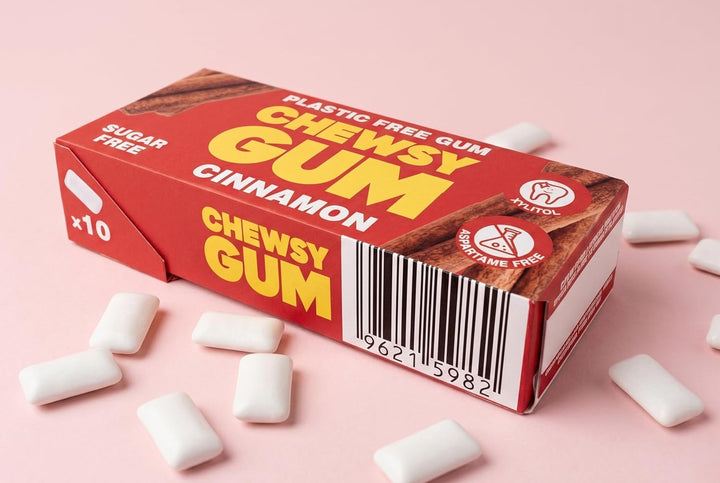 Chewsy Zimt | natürlicher, plastikfreier Kaugummi | zuckerfrei + aspartamfrei | mit 100% Xylitol ges