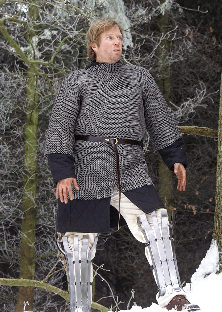 Battle-Merchant Kettenhemd Haubergeon, unvernietet, ID 8 mm, brüniert XL, XL