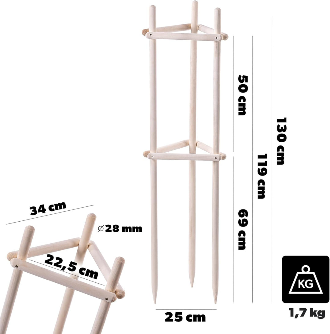 KADAX Baumstütze 130 cm aus robustem Holz, Baumpfahl zur sicheren Fixierung junger Bäume & Sträucher