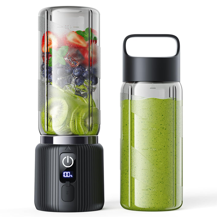 Tragbarer Mixer Smoothies Maker, 8 Klingen Mini Mixer mit 22.000 U/min, 500-ml-To-Go-Flasche mit Rei