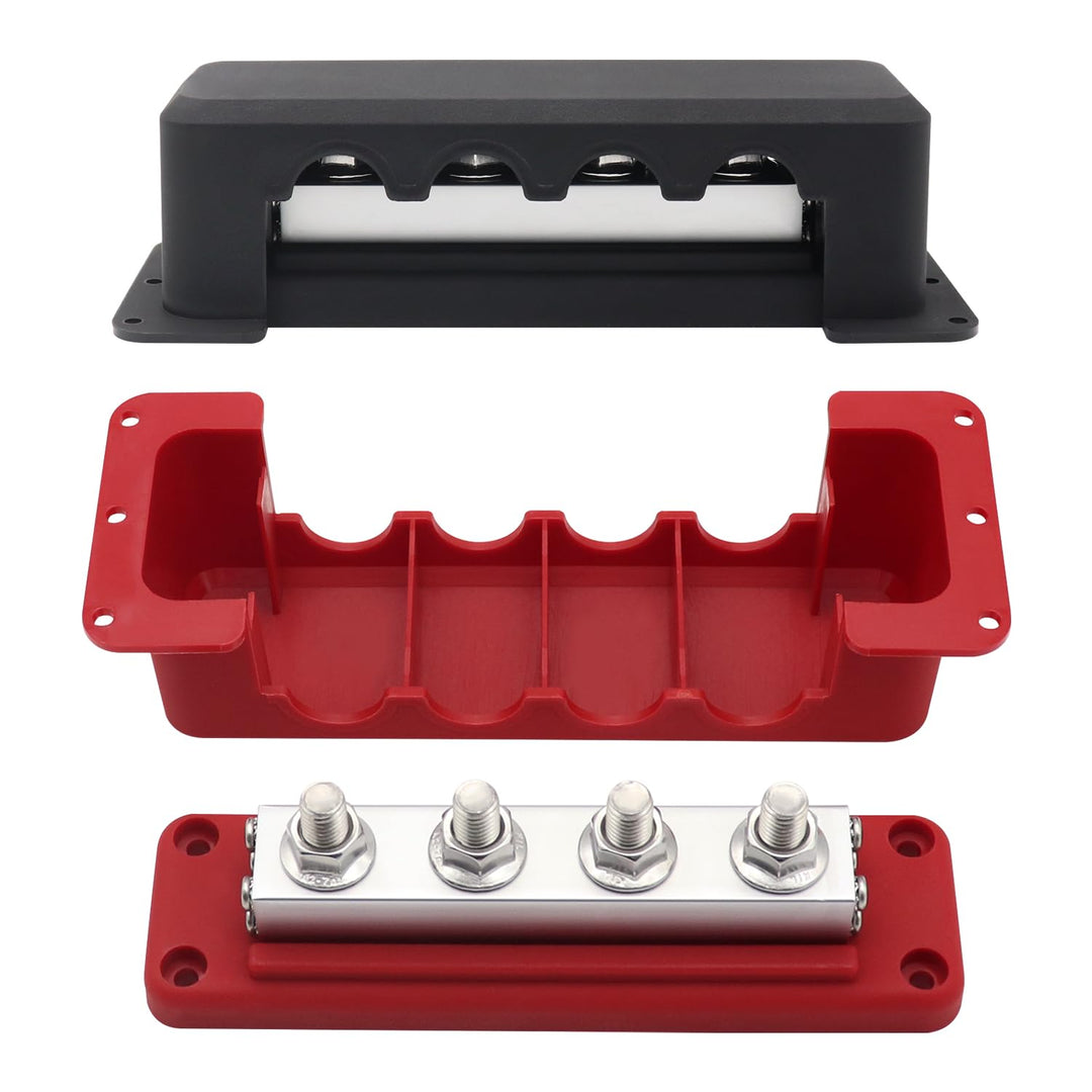 Gloaso Kupfer Sammelschiene Batterie Busbar 12V-48V DC 600A mit 4x M10 Stromverteilerblock für Kfz W