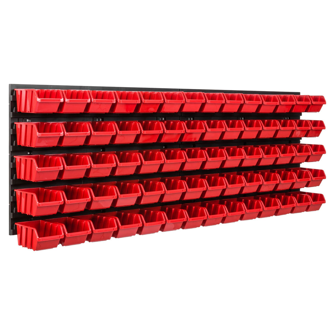 Lagersystem Werkstattregal | 115 x 39 cm | 70 stck. Box | Wandregal mit Stapelboxen - Wandplatten Ex