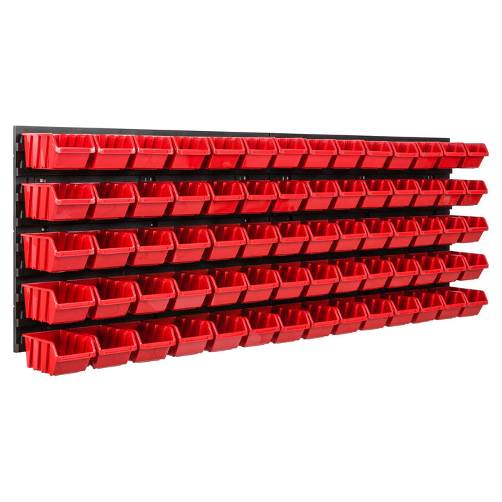 Lagersystem Werkstattregal | 115 x 39 cm | 70 stck. Box | Wandregal mit Stapelboxen - Wandplatten Ex