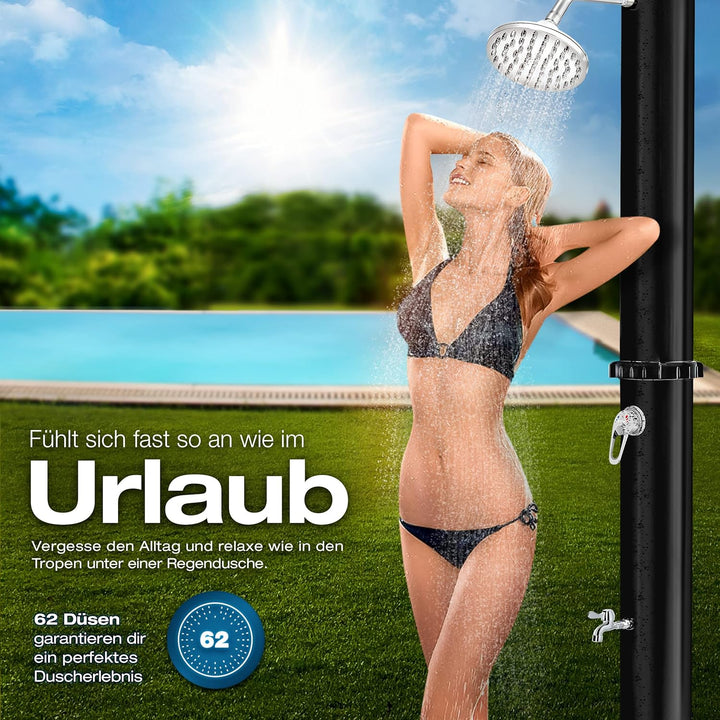 tillvex Solardusche 20 Liter | Solar Garten-dusche warmes Wasser | Pooldusche Camping | ohne Stroman