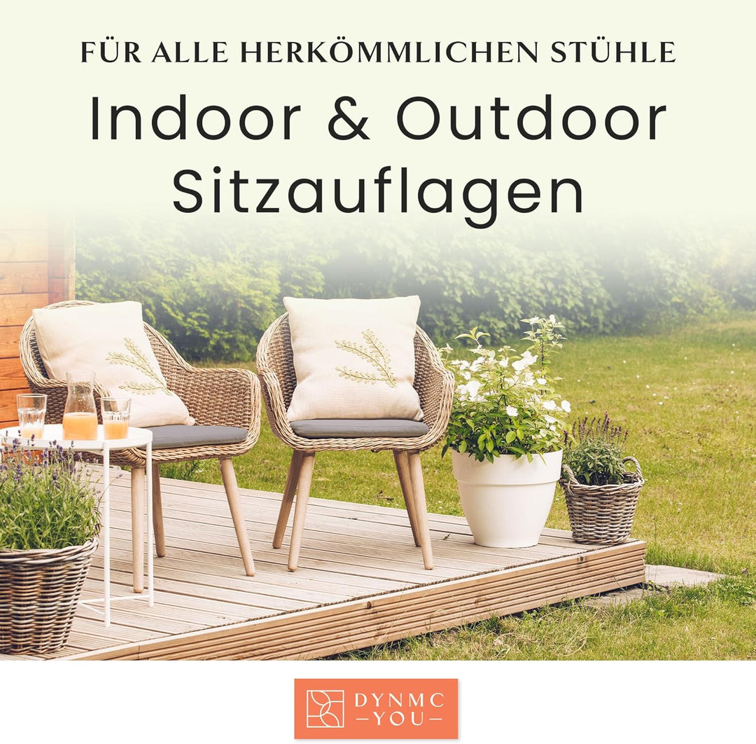 Sitzkissen Stuhl - Stuhlkissen 40x40 - Eckig 2er Set Grau - TEST SEHR GUT - INNOVATIONSPREIS ERGONOM