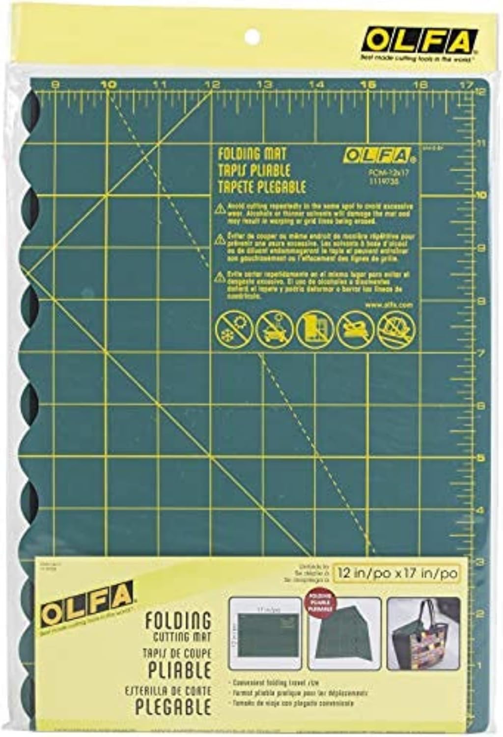 Olfa Schneidematte : Faltbare: A3, Vinyl, Grün, 44x61x1 cm, 44x61x1 cm