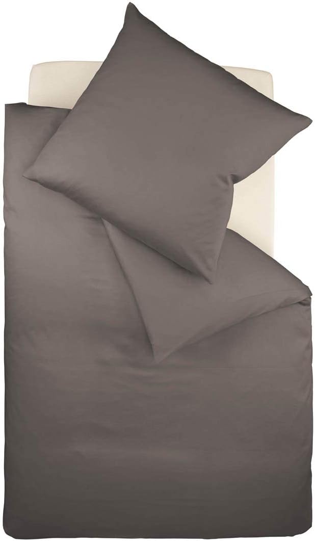 fleuresse Uni-Colours Bettwäsche-Set, Mako Satin, 100 Prozent Baumwolle, Fb. Espresso, 155 x 220 cm,