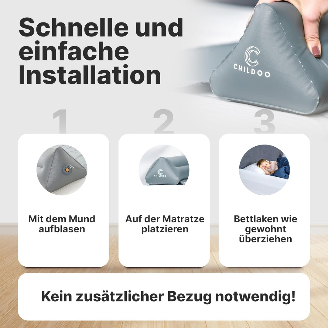 CHILDOO Rausfallschutz Bett aufblasbar Reise [Einzelpack] Bettschutzgitter für Kinder Bettkantenschu