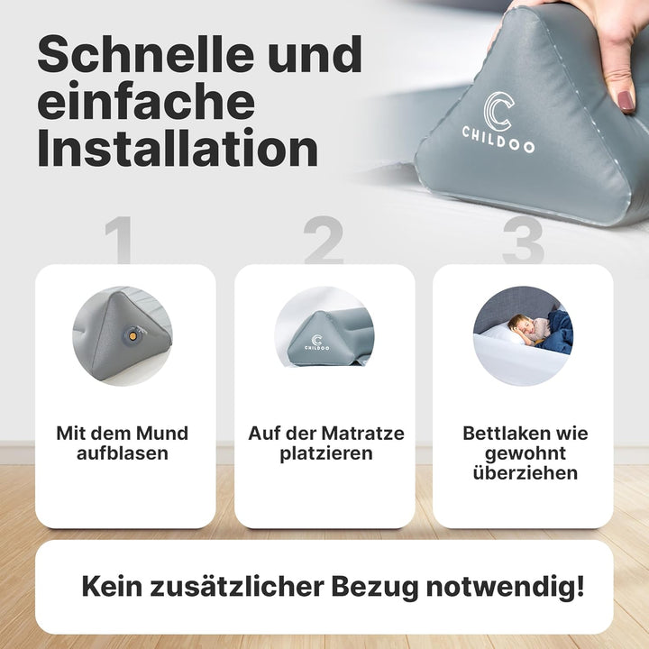 CHILDOO Rausfallschutz Bett aufblasbar Reise [Einzelpack] Bettschutzgitter für Kinder Bettkantenschu
