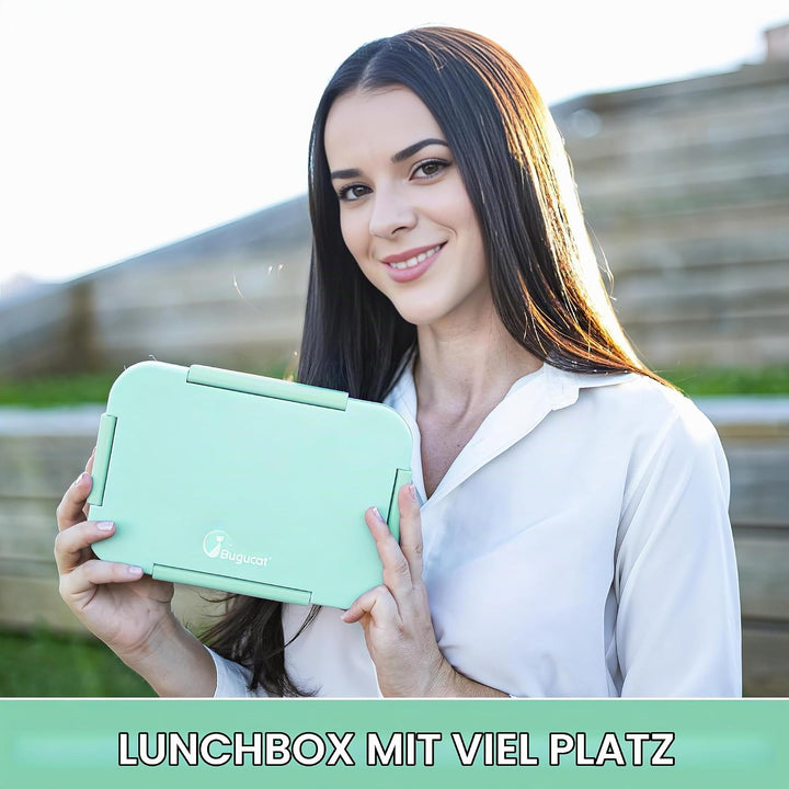 Bugucat Brotdose Kinder mit Fächern 1300ML, Lunchbox Kinder Auslaufsicher mit 5 Fächern, Bento Box L