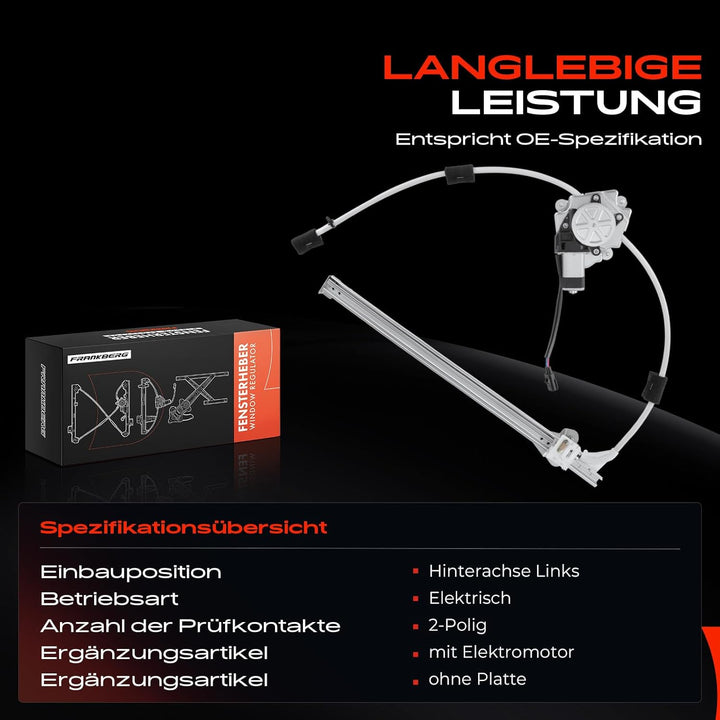 Frankberg Fensterheber mit Motor Hinten Links Kompatibel mit Cherokee KJ SUV 2001-2008 55360035AA
