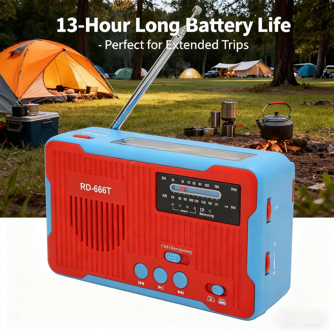 Notfallradio Solarbetriebenes Handkurbel-AM/FM-Multifunktions-Tragbares Radio mit LED-Taschenlampe f