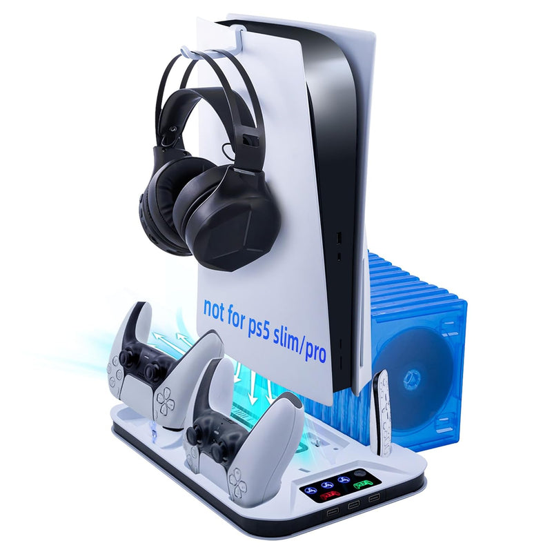 Mcbazel PS5 Kühlung Ladegerät PS 5 ständer vertikal Kühlständer mit Headset-Halterung LED-Anzeige mi