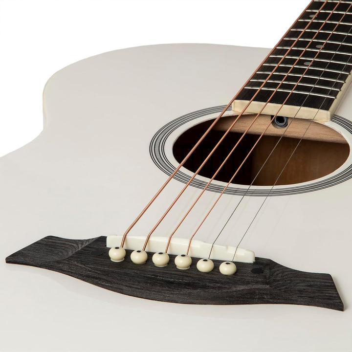 TIGER ACG1-WH Small Body Akustikgitarre, mit Stahlsaiten bespannte Akustikgitarre für Anfänger, Weis