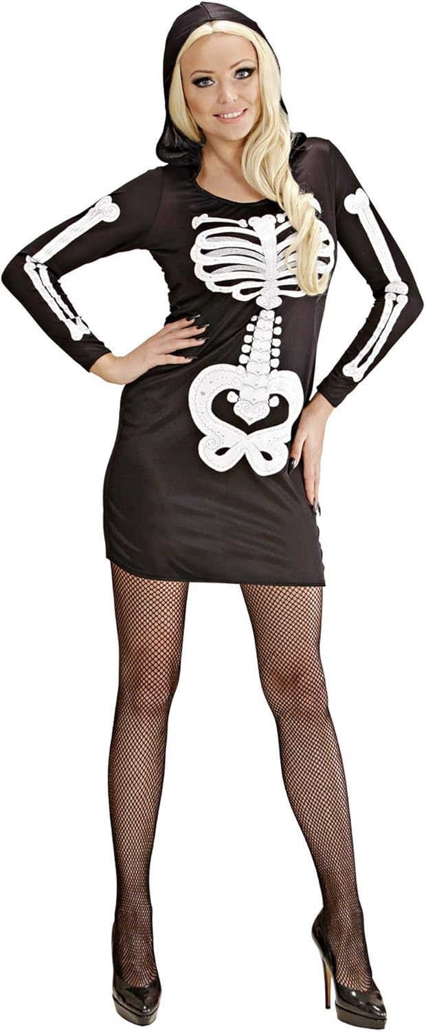 "GLAM SKELETON GIRL" (hooded dress) - (S), S
