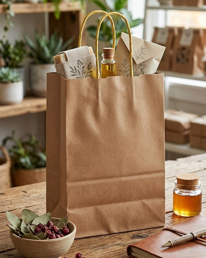 Gcardist 100-Packs braun Geschenk Taschen mit Griffen Bulk 11"x8.3"x4.3" Medium Grösse Kraft Papier