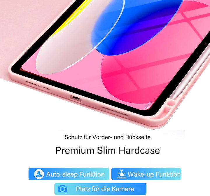 Hülle Tastatur für iPad (A16) 11./10. Generation (2025/2022), (11/10.9 Zoll) - QWERTZ, Beleuchtete,