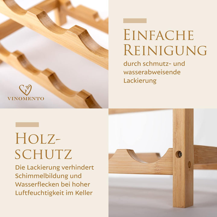 Weinregal Holz, 48 Flaschen, Flaschenregal Stapelbar, Getränkeregal, Weinregal Stapelbar, Flaschenau