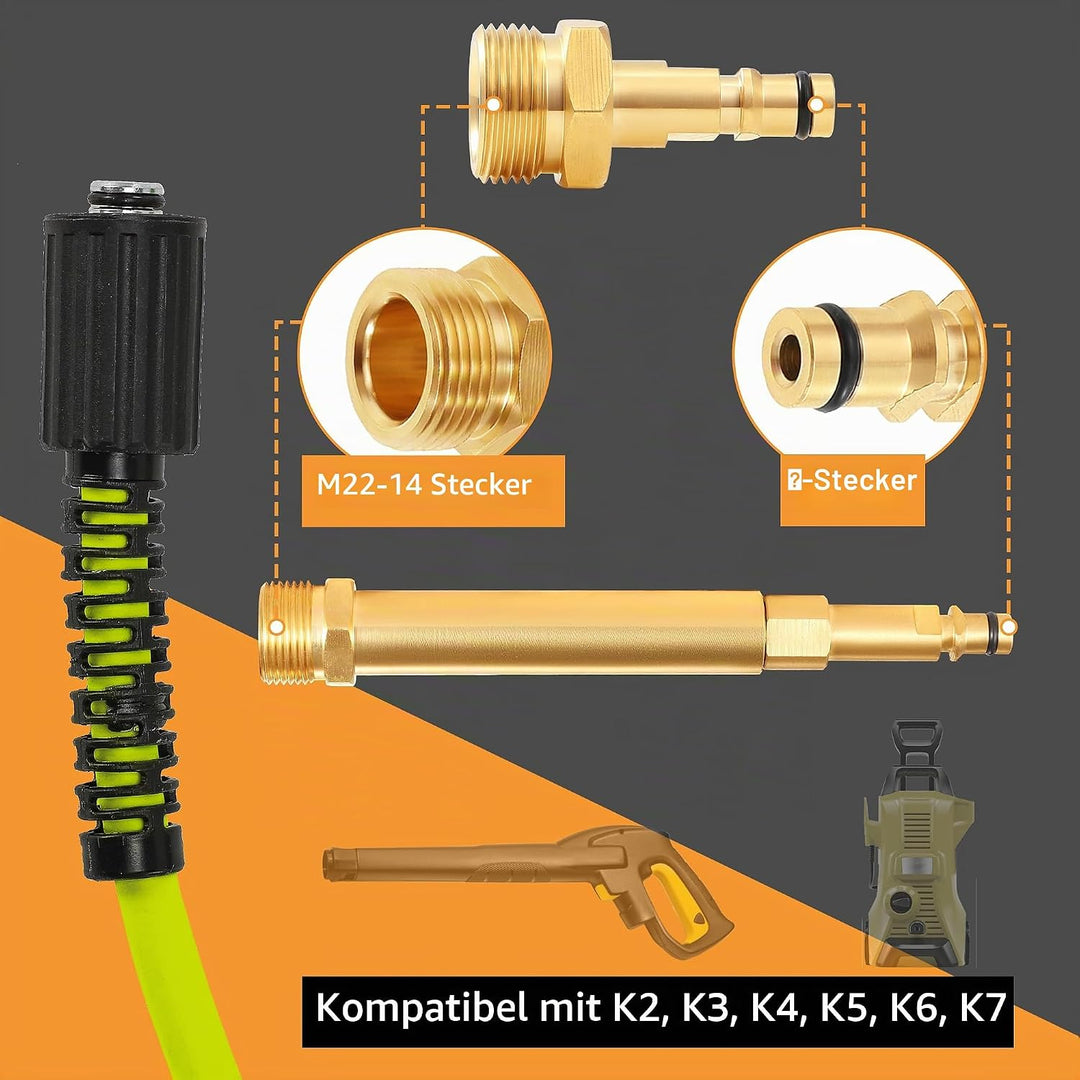 M MINGLE Hochdruckreiniger Schlauch 15m (50 FT) x 1/4 Zoll, M22 14mm Ersatzschlauch für Hochdruckrei