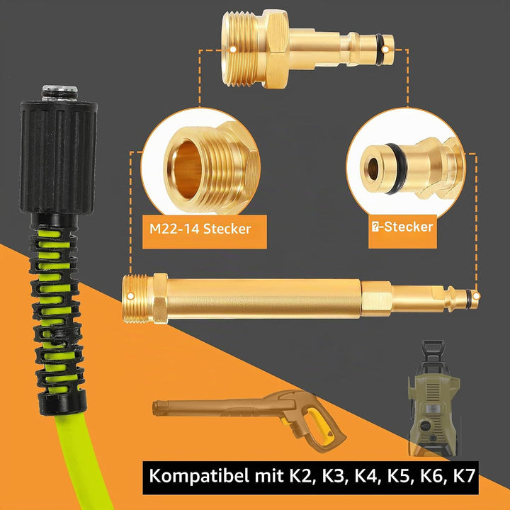 M MINGLE Hochdruckreiniger Schlauch 15m (50 FT) x 1/4 Zoll, M22 14mm Ersatzschlauch für Hochdruckrei