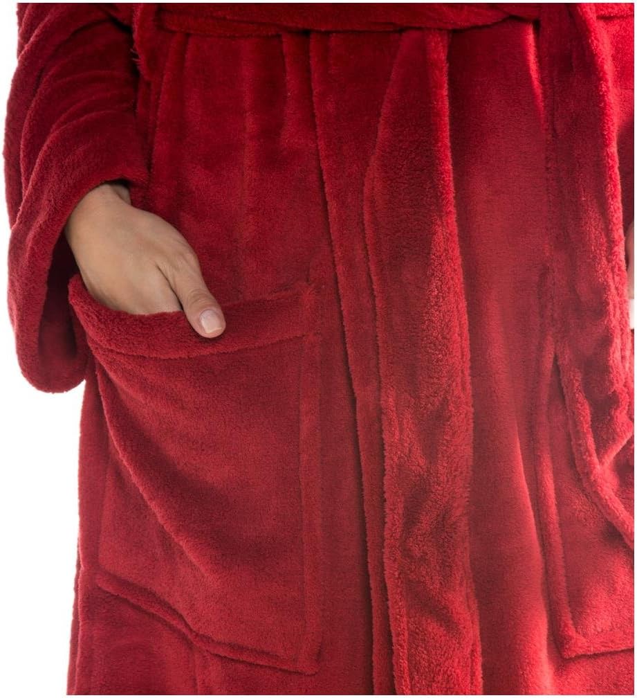 CelinaTex Nevada Bademantel Damen Herren L bordeaux korall rot Mikrofaser Saunamantel Coral Fleece M