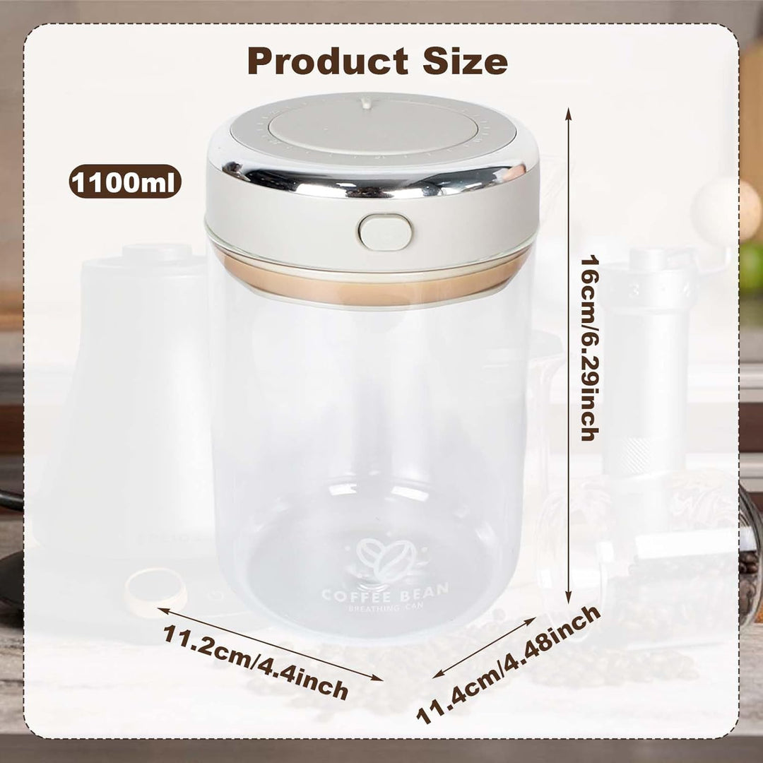 Kaffeedose 1100ml aus Borosilikatglas – Luftdichter Vakuum Kaffeebehälter mit CO₂-Ventil, Aromadose