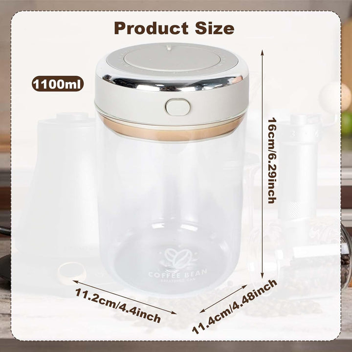 Kaffeedose 1100ml aus Borosilikatglas – Luftdichter Vakuum Kaffeebehälter mit CO₂-Ventil, Aromadose