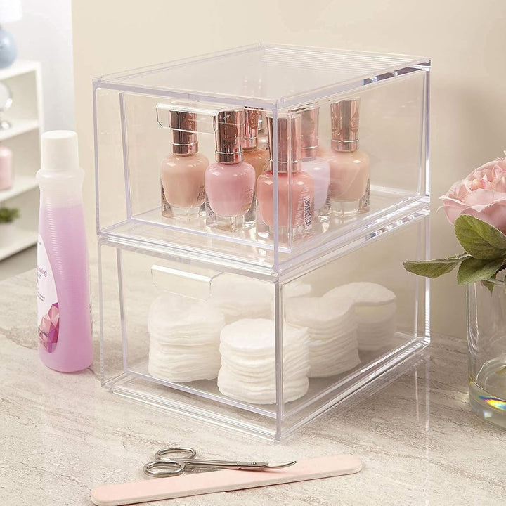 2 Stück Schubladenbox Badezimmer Organizer Bad, Transparent Acryl Organizer