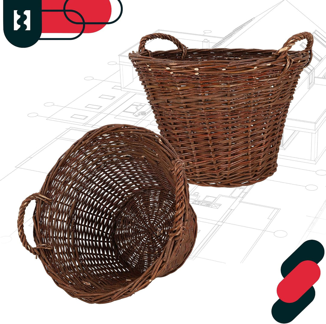 KOTARBAU® Weidenkorb mit Griffen - ø 60 cm - Blumen Korb - Aufbewahrung von Spielzeug - Holzkorb für