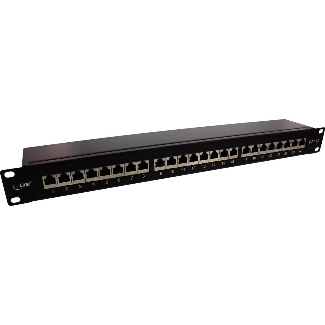 InLine 76824S Patchfeld Cat.6A 24-fach, 48,26cm (19"), 1HE, schwarz RAL9005