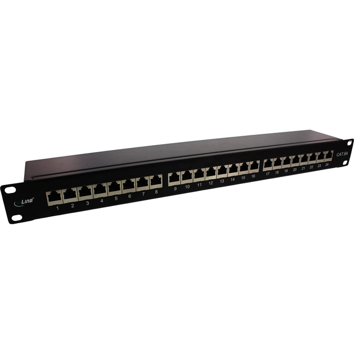InLine 76824S Patchfeld Cat.6A 24-fach, 48,26cm (19"), 1HE, schwarz RAL9005