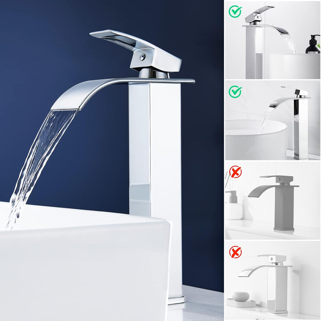 11.6 Zoll Hohes Wasserhahn Bad Chrom, Dolinvo Armatur badezimmer Wasserfall Einhandmischer Waschtisc