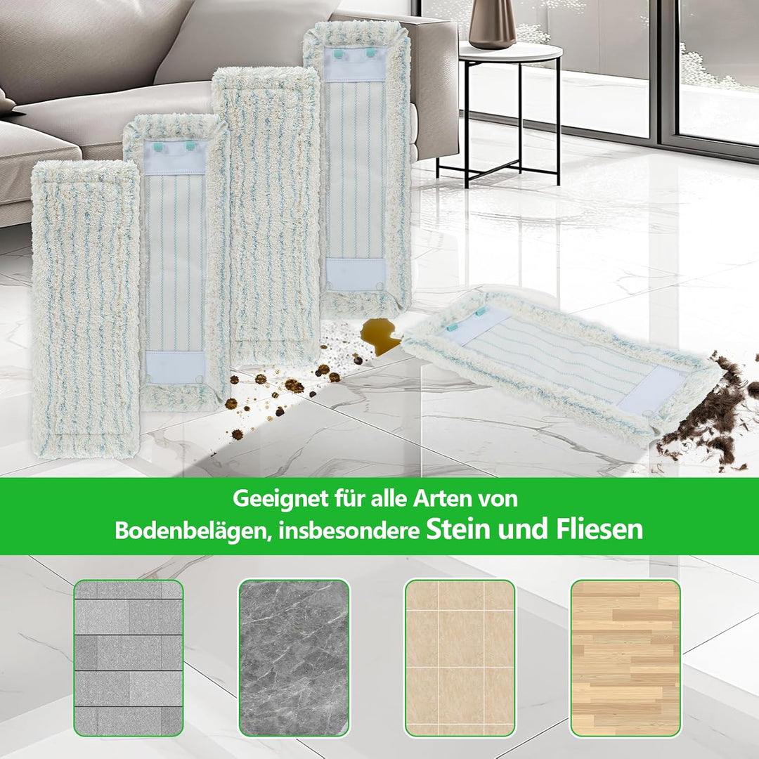 4 Stück Ersatz-Wischbezüge für Leifheit Profi XL Micro Duo / Profi XL Cotton Plus, Bodenwischer Ersa