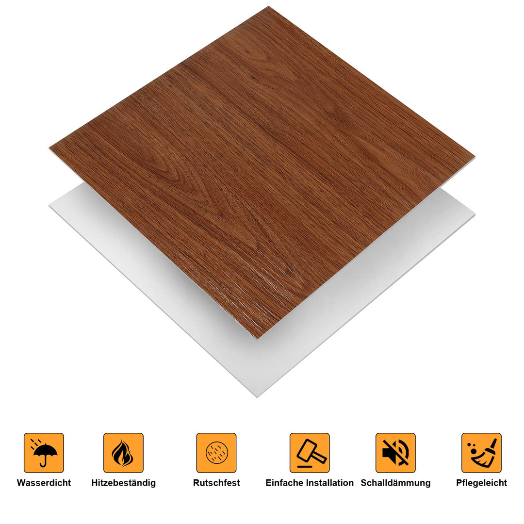 Gimisgu PVC Bodenbelag 30x30cm, 110 Fliesen 10m² Vinylboden Selbstklebend Rutschfeste Wasserdicht Sc