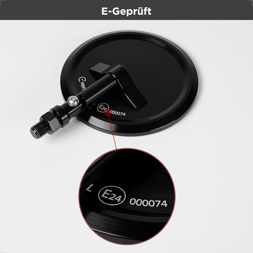evermotor Unterlenker Spiegel, Motorrad Spiegel E-geprüft, Paar | CNC Aluminium Lenkerendenspiegel,