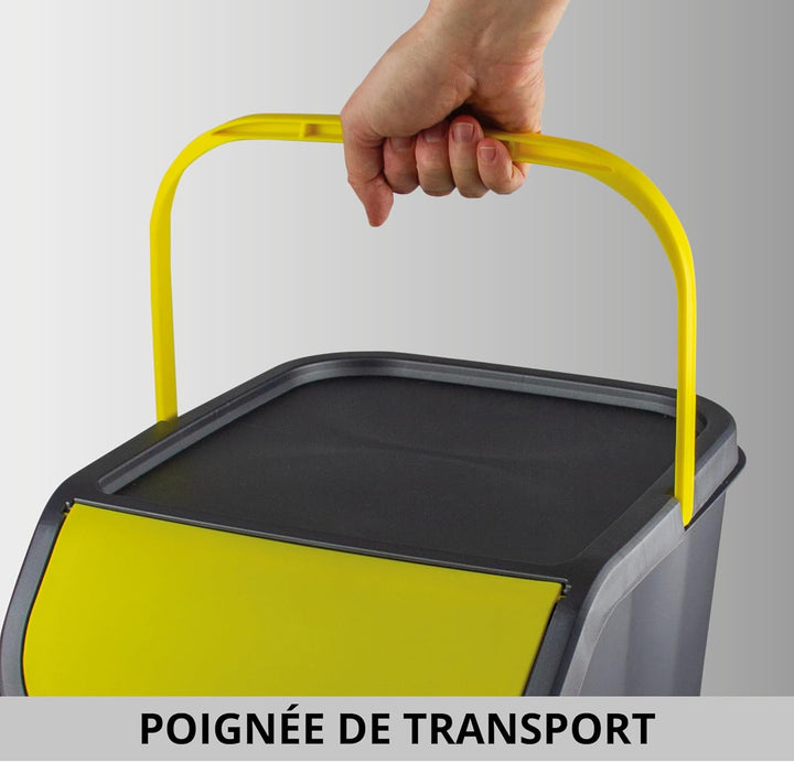 M Home by Mazzei Mülleimer zur Mülltrennung, 25 l, recycelter Kunststoff, stapelbar, Griff, abnehmba
