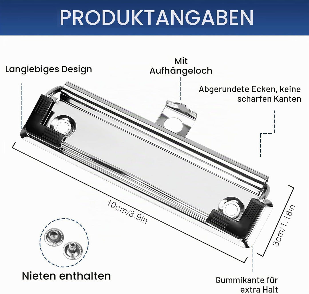 12 Stück Montierbare Clips, Clip für Klemmbrett, Zwischenablage Klemmen, Halterung Klemmbrett Klemme