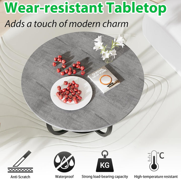 HOMERECOMMEND Couchtisch Rund,Runder Couchtisch,Sofatisch mit Ablage,Beistelltische mit stauraum,Woh