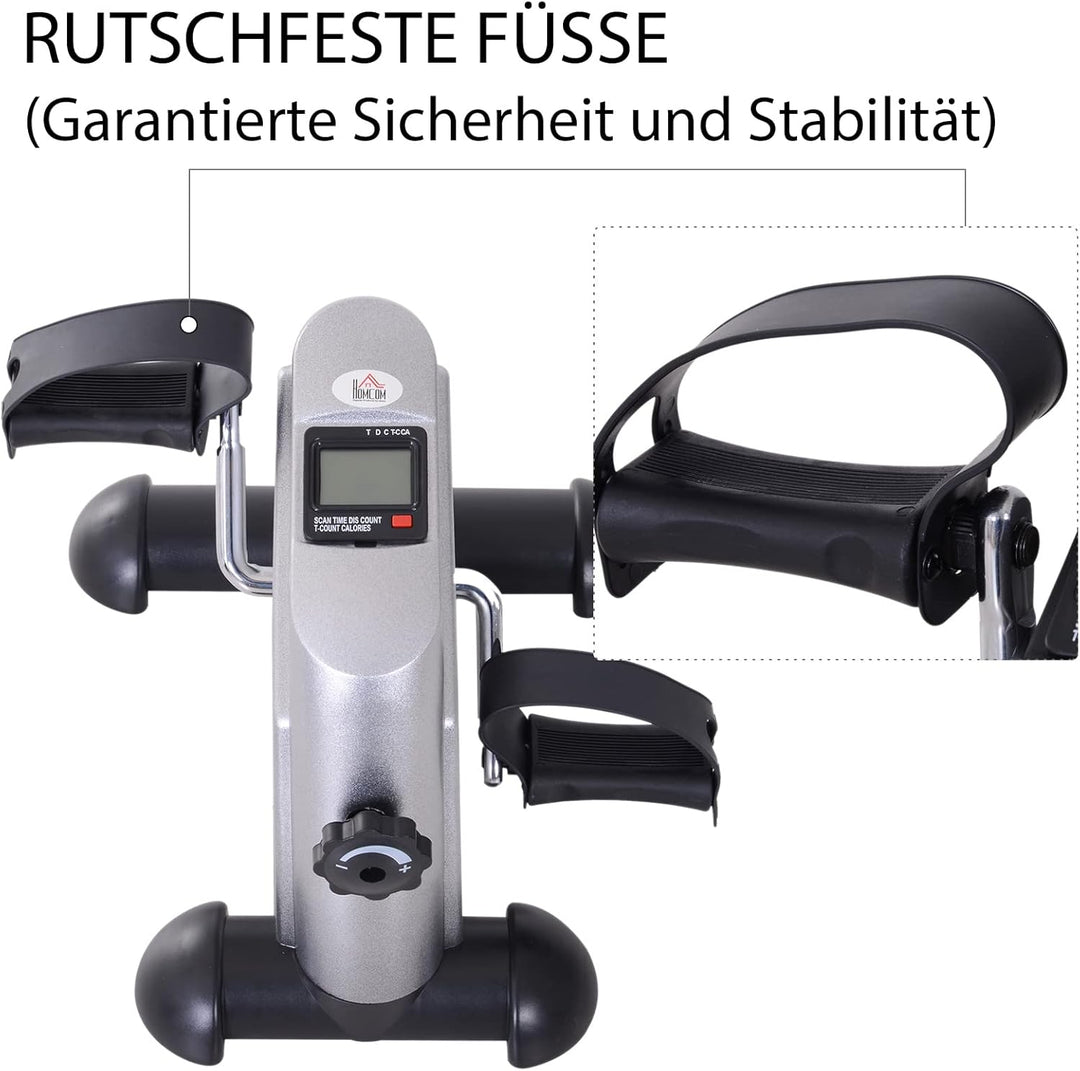 HOMCOM Mini Heimtrainer Arm-und Beintrainer Pedaltrainer für Senioren mit LCD-Display verstellbarer