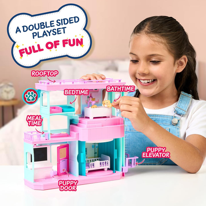 Little Live Pets Mama Surprise Families Baby-Klinik-Spielset, 3 Retriever-Welpen enthüllen, magisch,