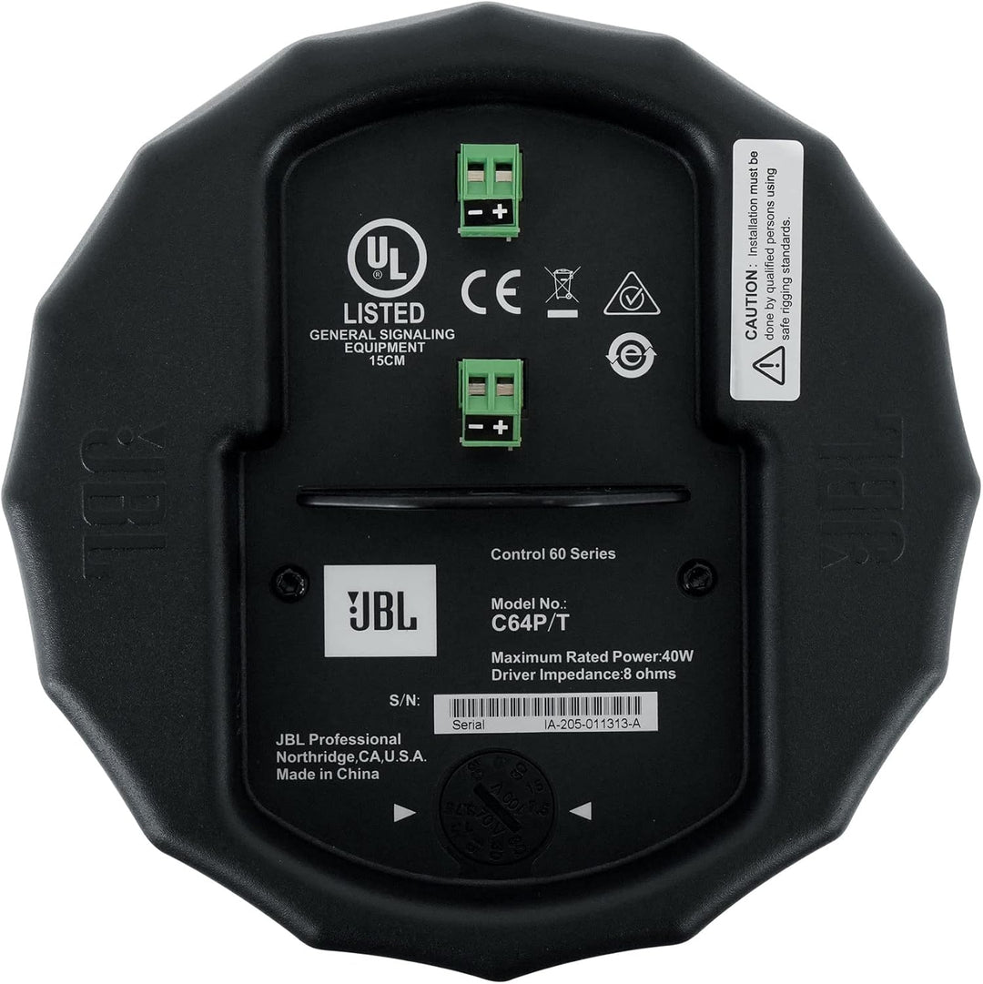 JBL Professioneller C64P/T Kompakter Vollbereichs-Hängelautsprecher, Schwarz, paarweise verkauft, Sc