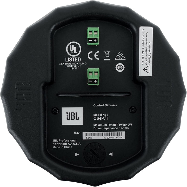 JBL Professioneller C64P/T Kompakter Vollbereichs-Hängelautsprecher, Schwarz, paarweise verkauft, Sc