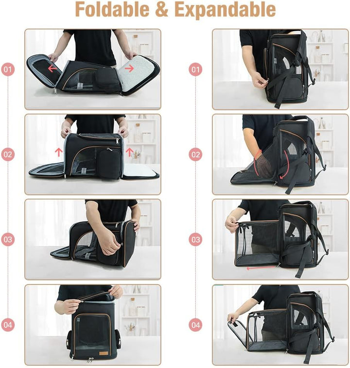 Lekesky Gross Katzenrucksack Hunderucksack für Katzen und Hunde bis 8-10kg, Erweiterbar Faltbare Hau