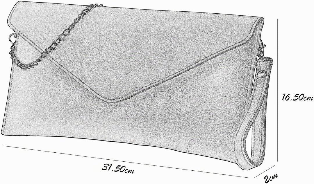 SH Leder Echtleder Clutch Umhängetasche kleine Tasche elegant Abendtasche in genarbt Rindleder mit T