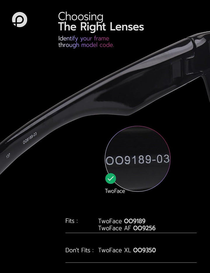 PapaViva Ersatzlinsen & Schraubendreher für for Oakley TwoFace OO9189 Pro+ Black Grey Polarisiert, P