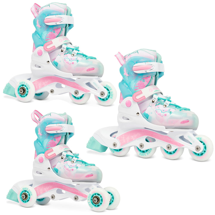 Raven Princess 3in1 Inline Skates Triskates Rollschuhe Inliner für Kinder Mädchen verstellbar 34-37