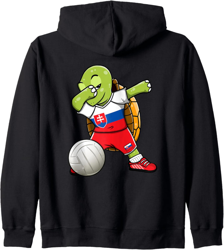 Dabbing Schildkröte Slowakei Volleyball Slowakische Flagge Kapuzenjacke