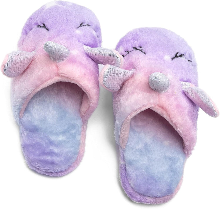 Piefry Weicher Einhorn-Bademantel mit Kapuze für Mädchen mit Einhorn-Pantoffeln, Augenbinde und Stir